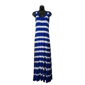 Calvin Klein Blue Striped Tie Dye Jersey Knit Maxi Dress Sz 4